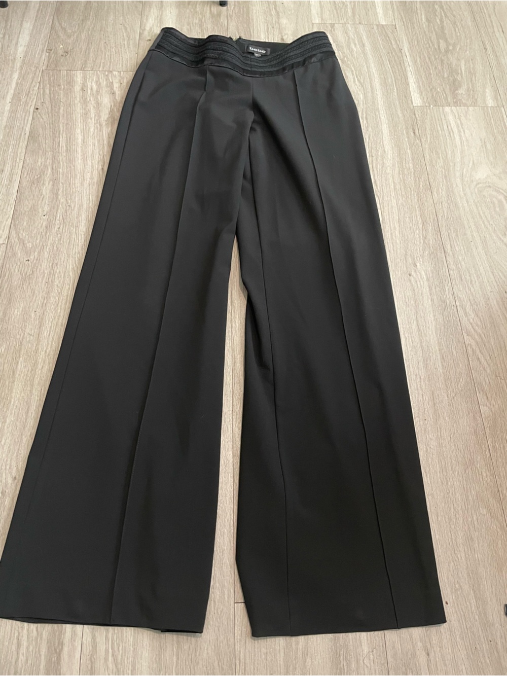 bebe Wide Leg Black Trousers with Waistband